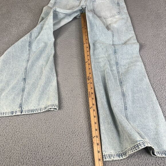 Wide Leg Jeans Women 6 Blue Mid Rise Light Wash H&M Divided Y2K Style 31 x 30 - Picture 12 of 14